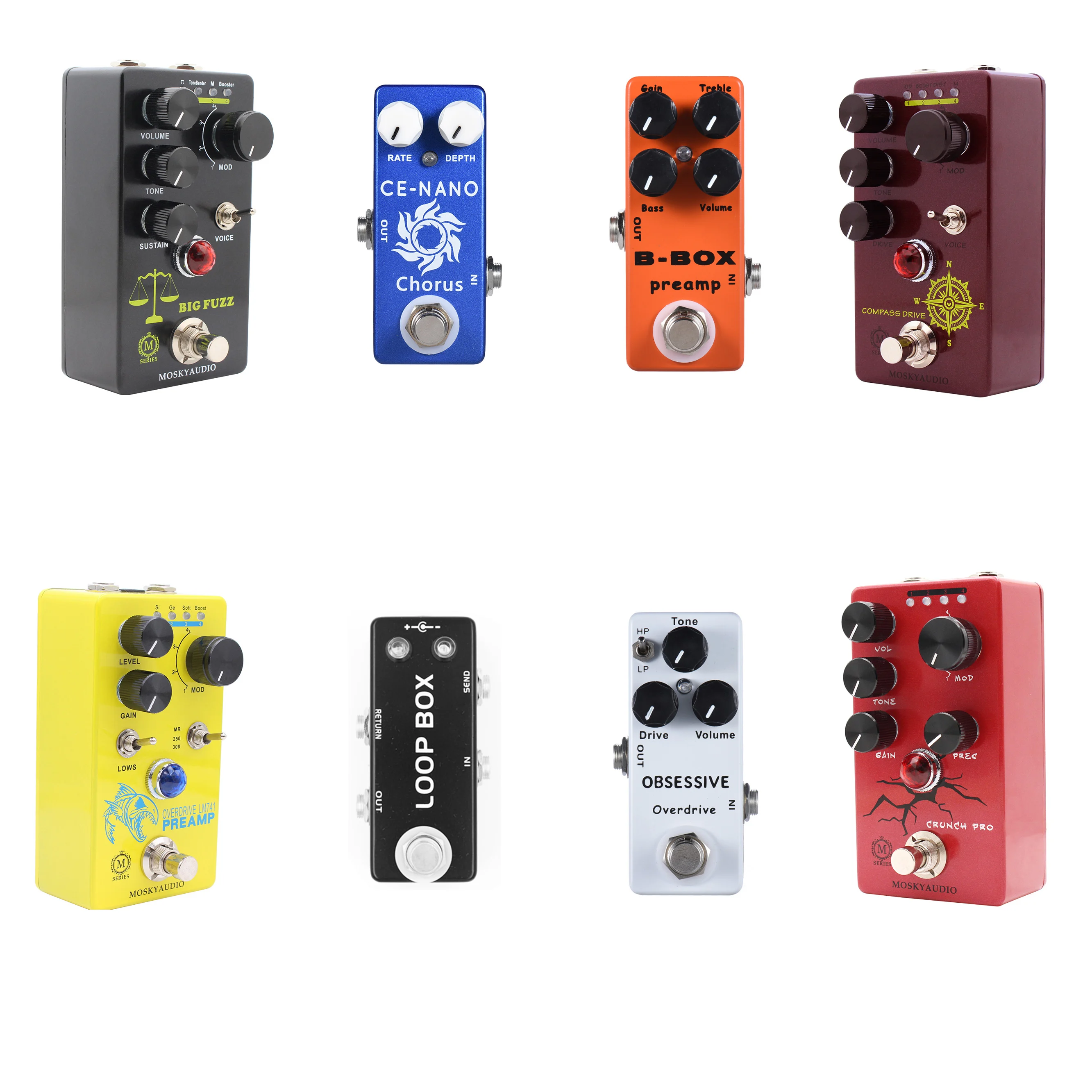 New Electric Guitar Effect Pedal Multi Effects Box For Bass Delay Distortion Overdrive Chorus True Bypass Switch Power Supply