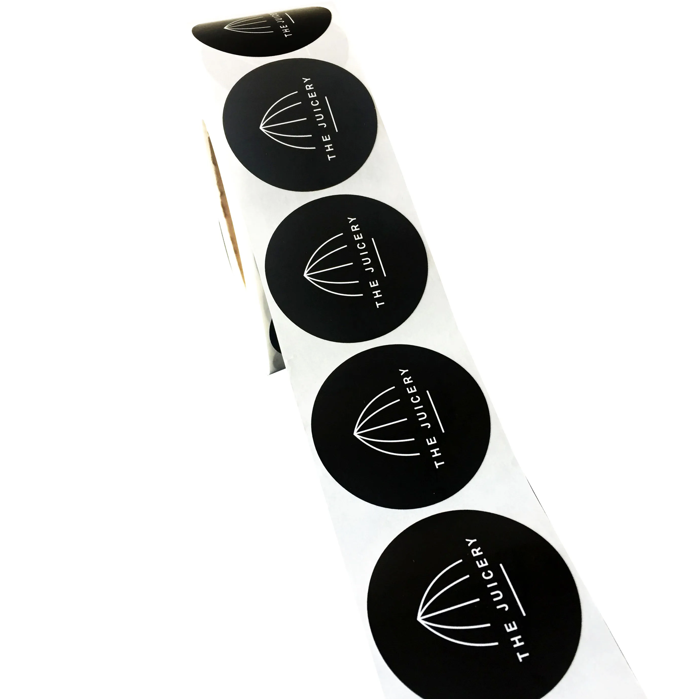 Custom wholesale self adhesive white BOPP vinyl round logo labels in roll for food jars