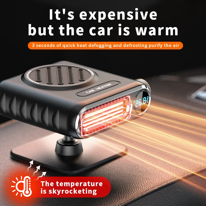 Small Spaces Portable 1000W PTC Electric Desk Heater Fan Fast Thermostat Adjustable for Office or Bedroom Use Battery Powered