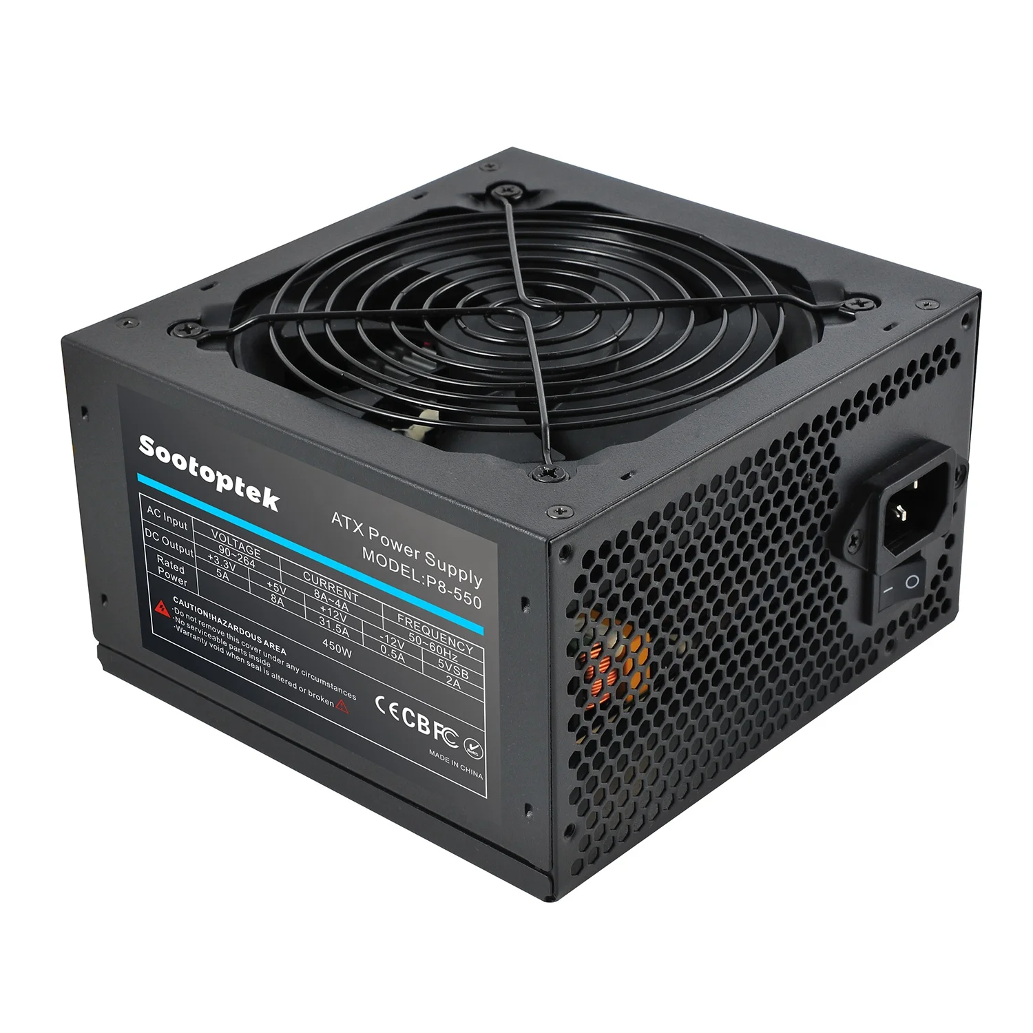 Готов к отправке 12 см черный Cooing Fan Black shell atx PC блок питания 450 Вт APFC