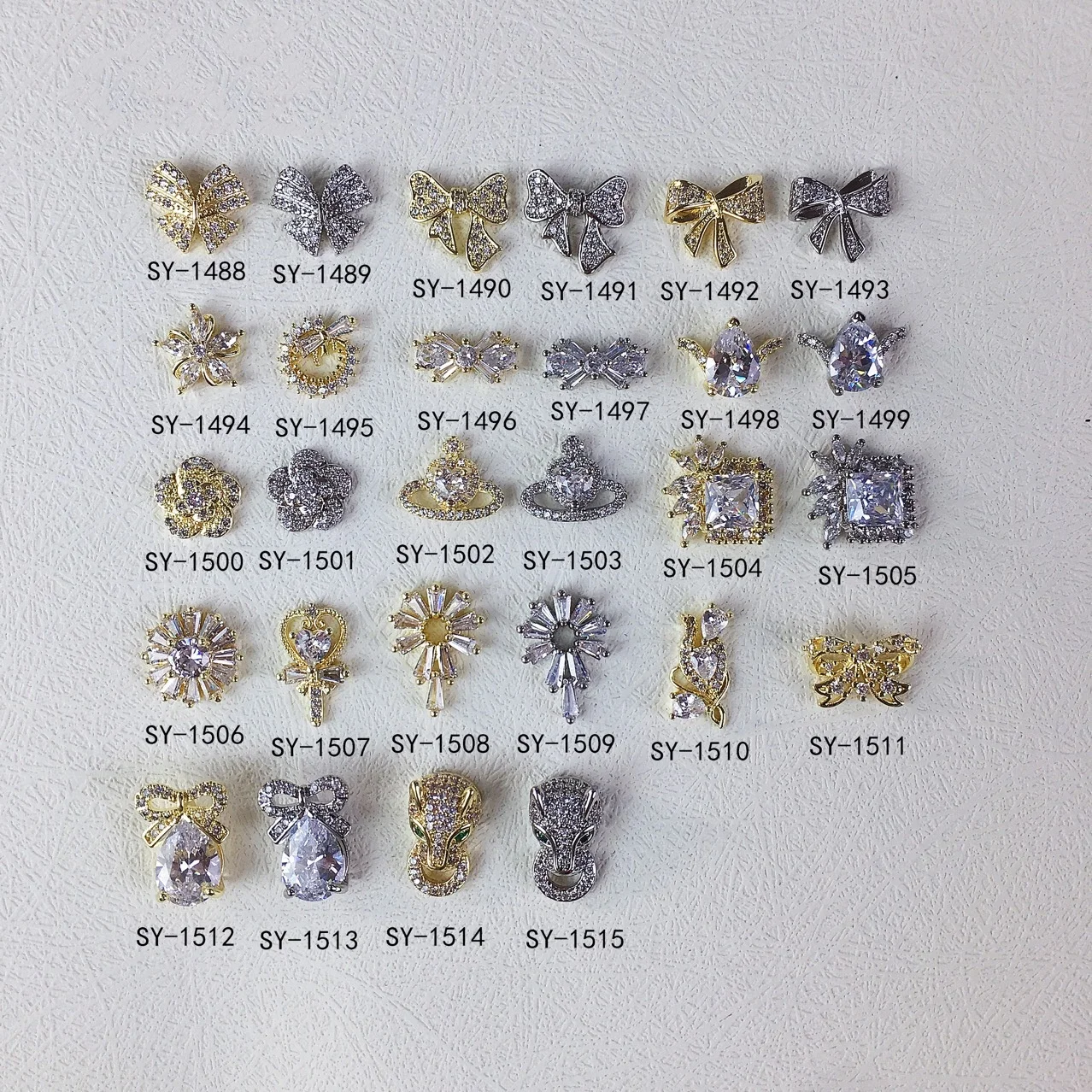 Wholesale Zircon Luxury Super Shiny Bowknot Love Diamond Nail Jewelry Alloy Nail Art Charms