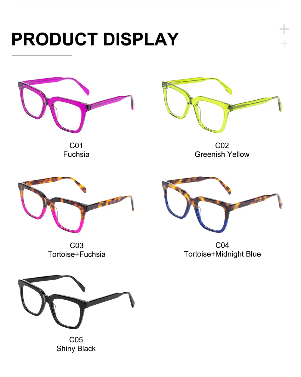 Customization Retro Acetate Glasses Unisex Combined Color Eyeglasses Frame Optical Glasses