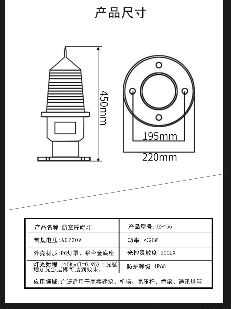 Наружный водонепроницаемый сигнальный маячок для защиты от авиаперевозок освещение высоких зданий коммуникационная башня аэропорта