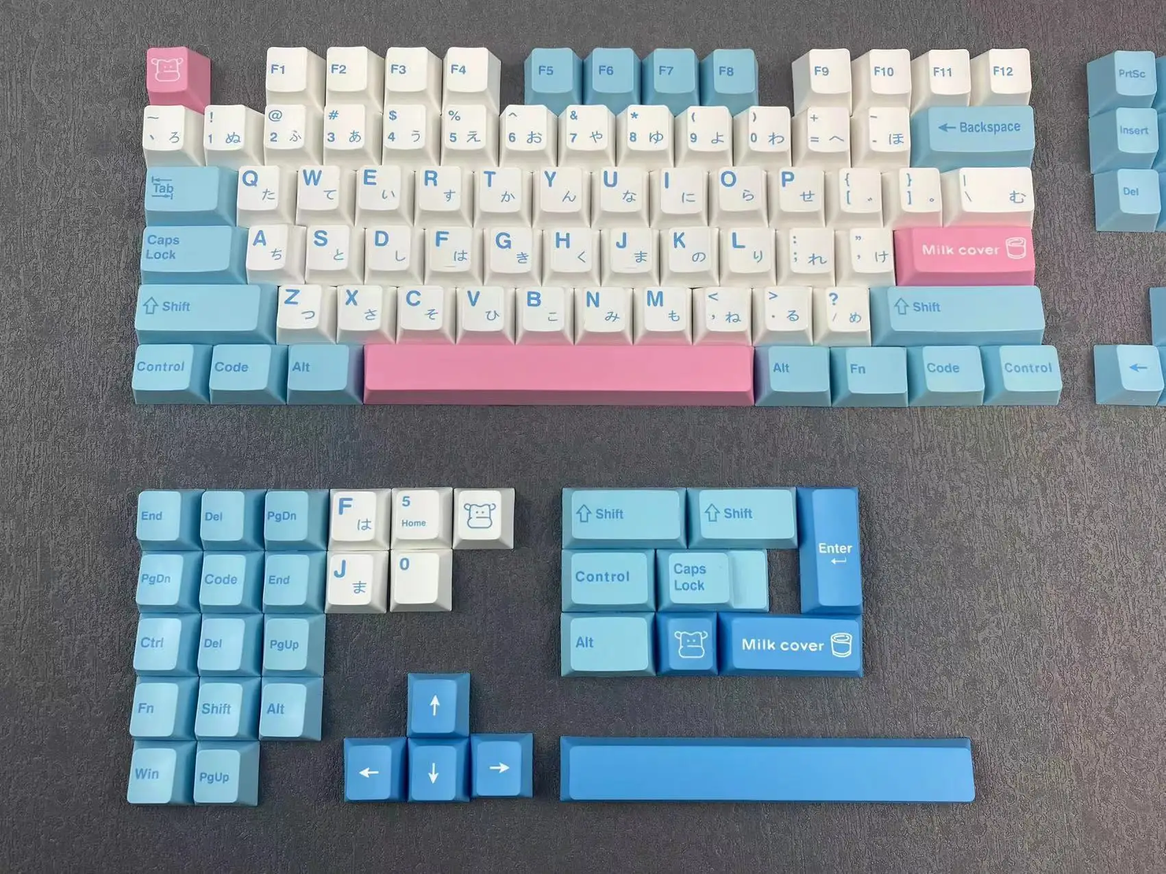 2022 Hot XDA Keycaps Japanese Language Milk 140 Keys Dye Sub PBT Custom Keycaps for Mechanical Keyboard
