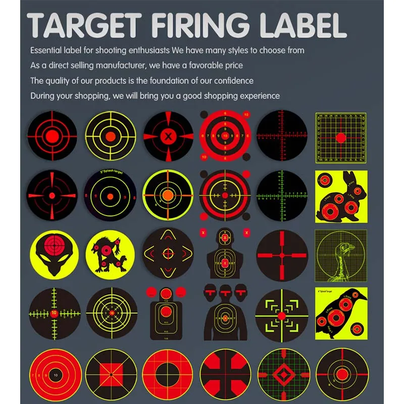 3 Inch 200pc/roll Self Adhesive Shooting Splatter Targets with Fluorescent Green Impact Round Reactive Targets