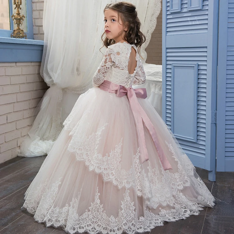 2019 high quality kids formal dress girl ball gown dress for wedding