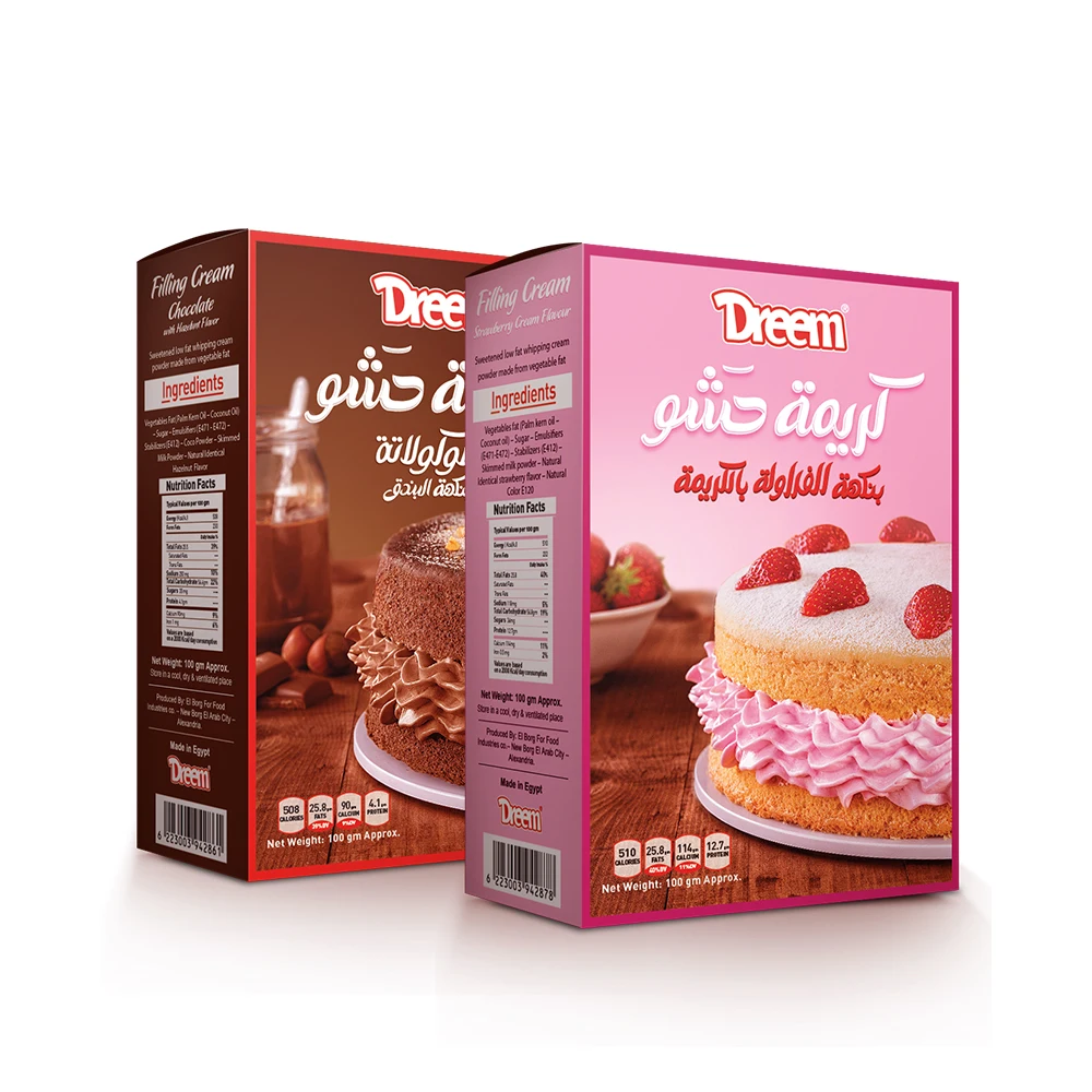 Good Quality Filling Cream Powder Sweetened Low Fat Strawberry Cream Powder Halal Egypt Cream Powder Dessert