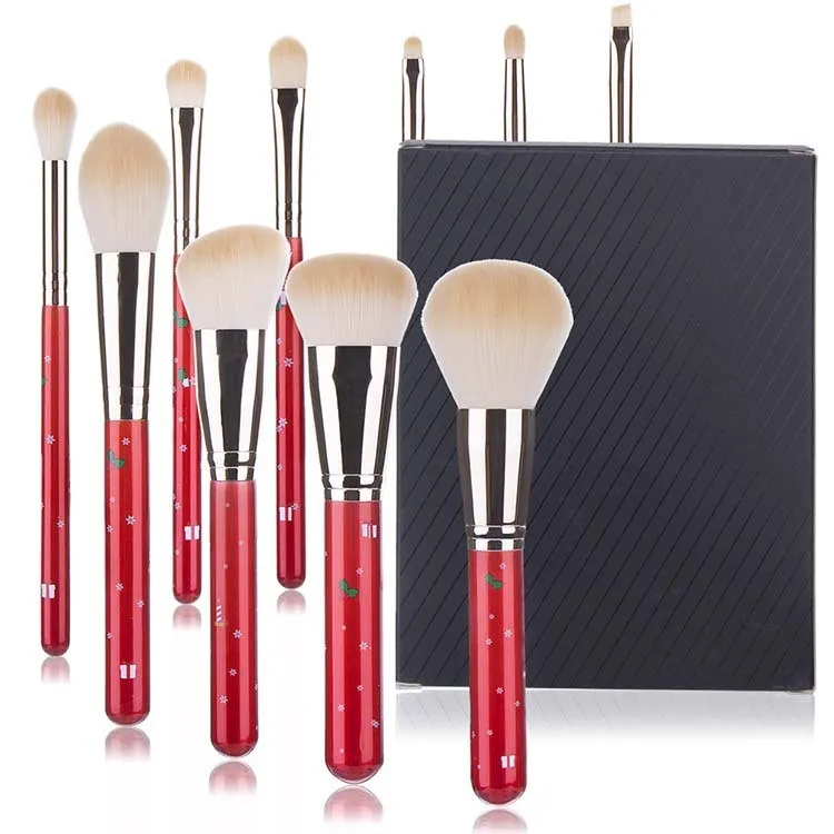 New 2024 cosmetic tools 9/10/14 pcs Eye shadow diamond bling vegan Red makeup brush set Christmas gift