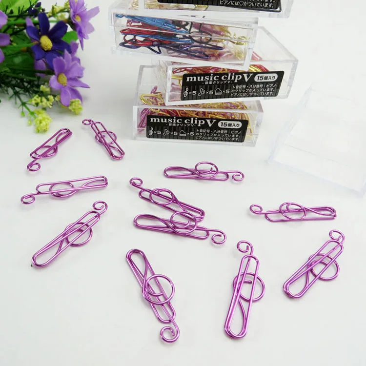 Stationery Gift Music Noted Shaped Custom Colorful Paper Clips