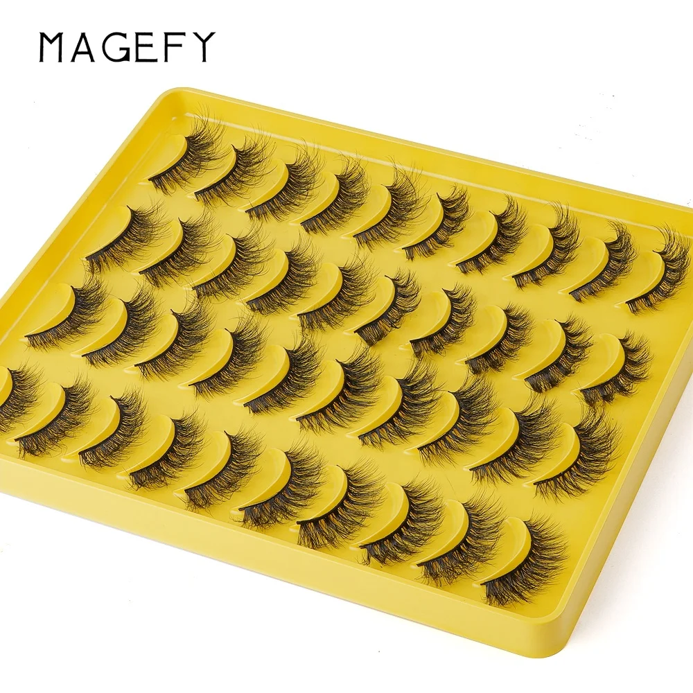 MAGEFY false eyelashes wholesale 20 pairs 4 styles mixed 3d 5d fluffy faux mink full strip lashes