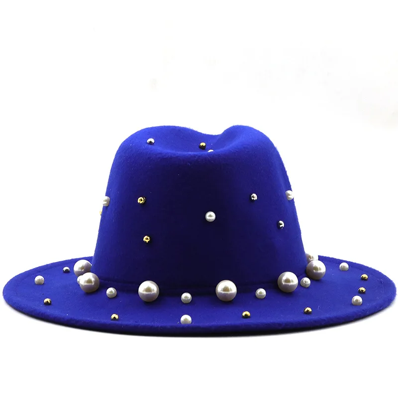 Fedora Hat with Pearl Solid Color New Designer Fedora Hats