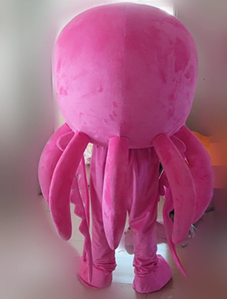 Carnival octopus costume for adult big head small body with small eyes pink soft plush carnival octopus costume