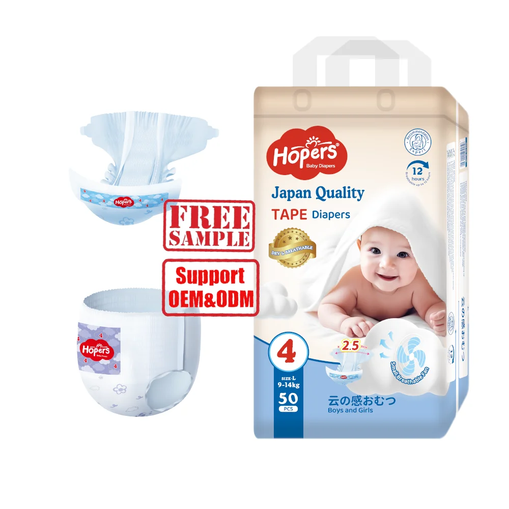Hopers Baby Diaper Rejected Cheap Wholesale Korean Nappy Grade A B Pant Pull Up Disposable bebek bezi Baby Diaper Manufacturer