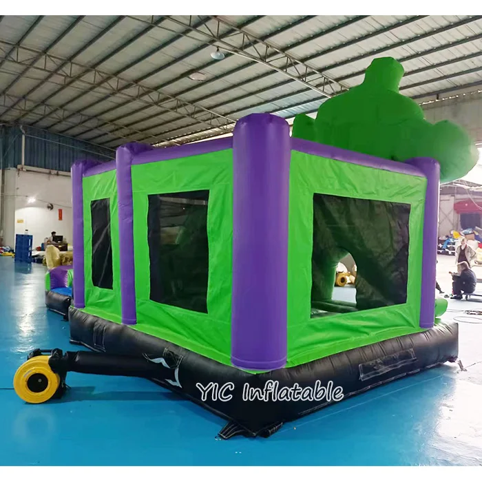 Outdoor Commercial Inflatable Green Giant Theme Bounce House Superhero Cartoon Combo Bouncy Castle With Slide For Garden Party