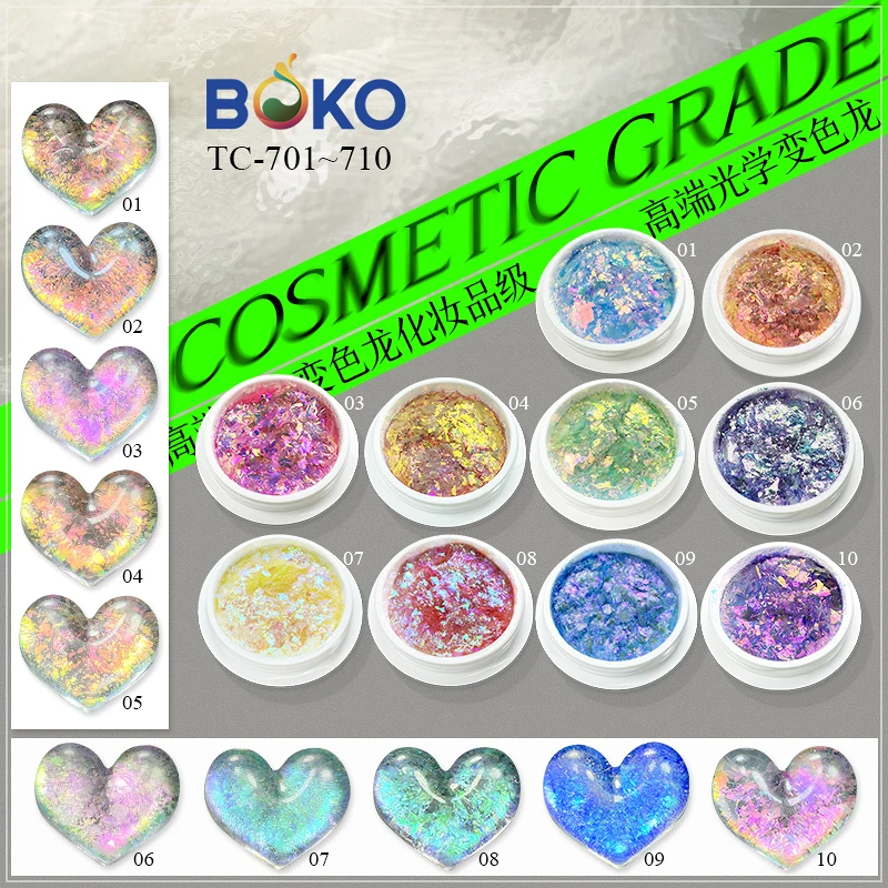 Wholesale Chameleon Nail Flakes Irregular Aluminum Foil UV Gel Polish Nail Sequins Aurora Chrome Pigment Dust Nail Art Manicure