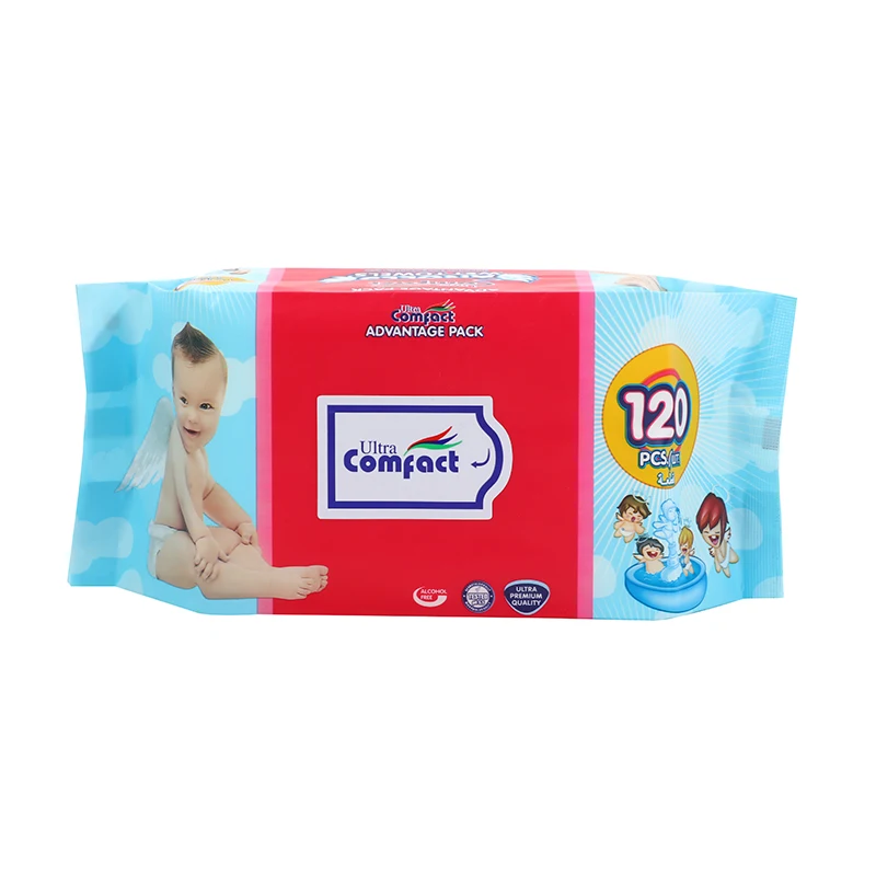 120pcs High Quality Customize Competitive Baby Wet Wipes Disposable Cleaning Wet Wipe with Vitamin E Cotton cleansing baby wipes