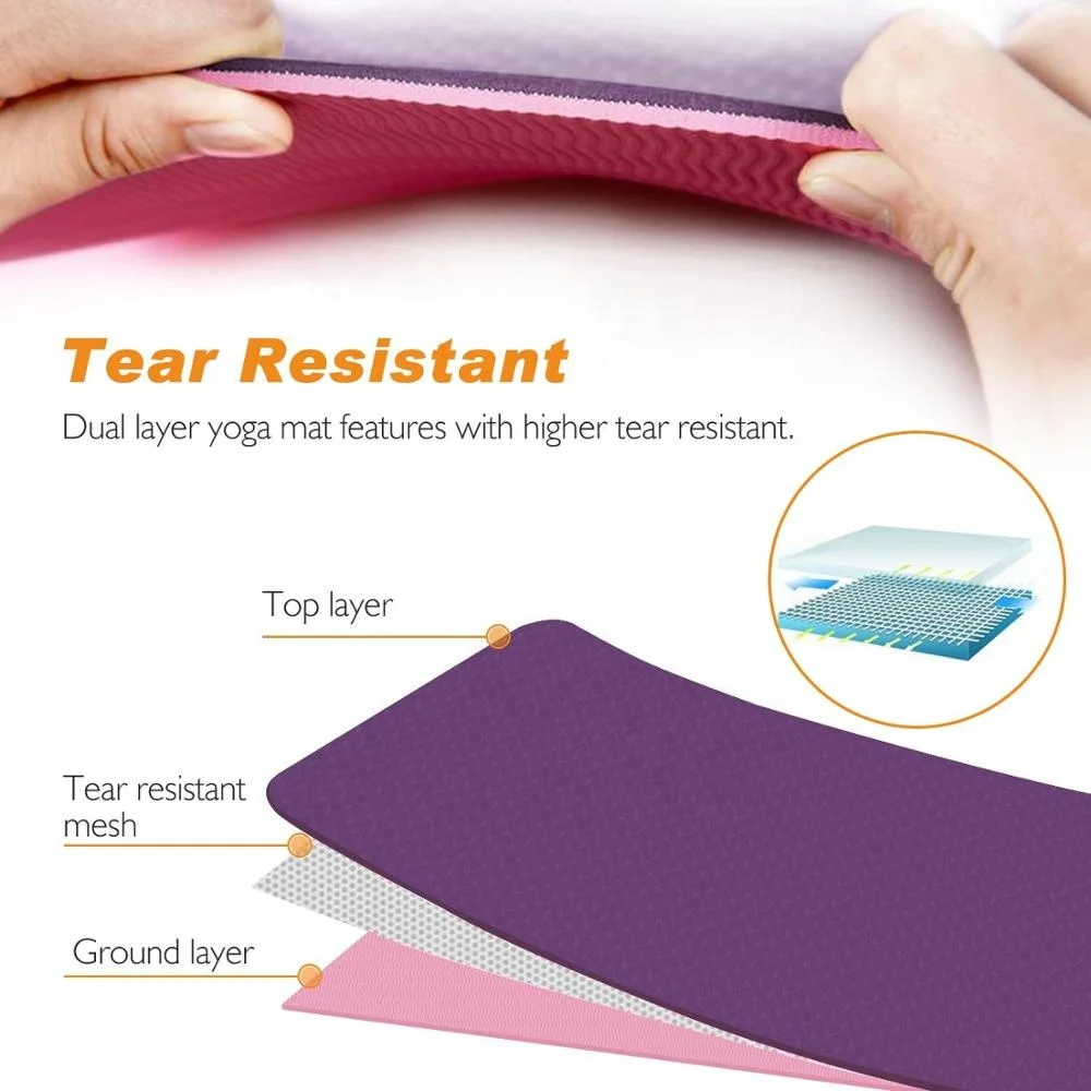 Eco Friendly TPE Workout Mat Exercise Mat Anti-tear Hot Pilates Fitness Yoga Mat in Home Gym