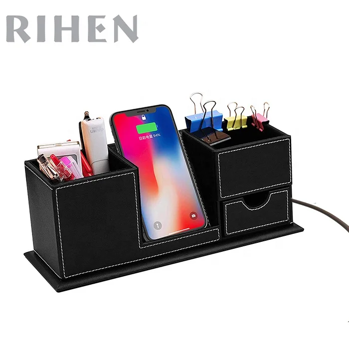 
2020 New Arrival Wireless Charger station with Pen holder Wireless Charger for Mobile Phone 