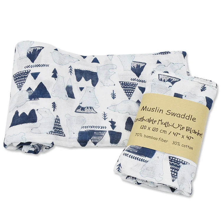 Wholesale super soft baby swaddle blankets 100% bamboo receiving newborn baby muslin swaddle blankets