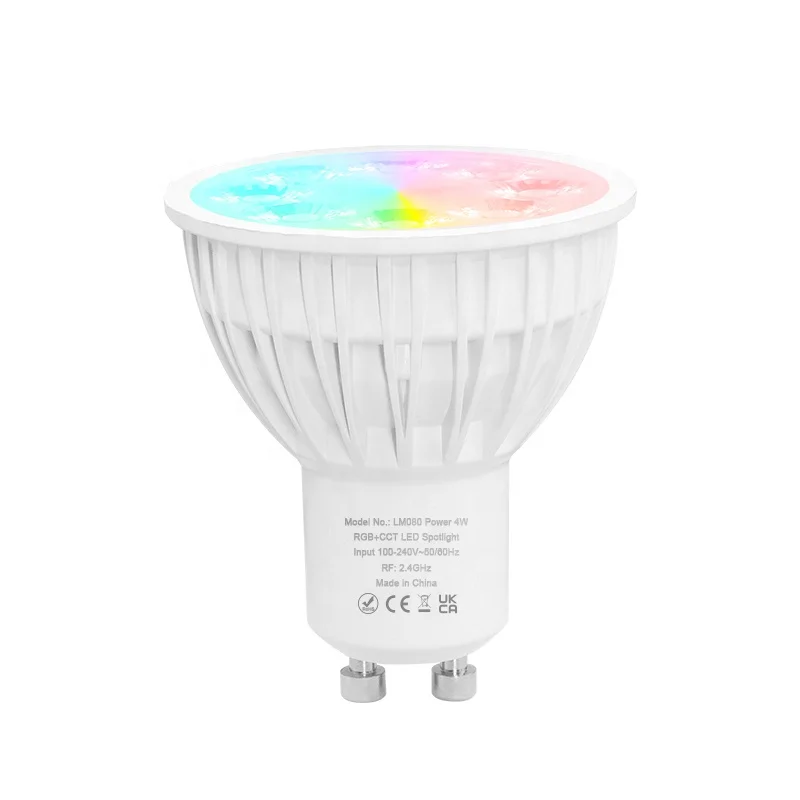 LM080 MiLight 4 Вт RGBCCT светодиодная точечная лампа GU10 AC100-240V цветовой температуры 2 г беспроводная использоваться с пультом дистанционного управления или приложением Tuya