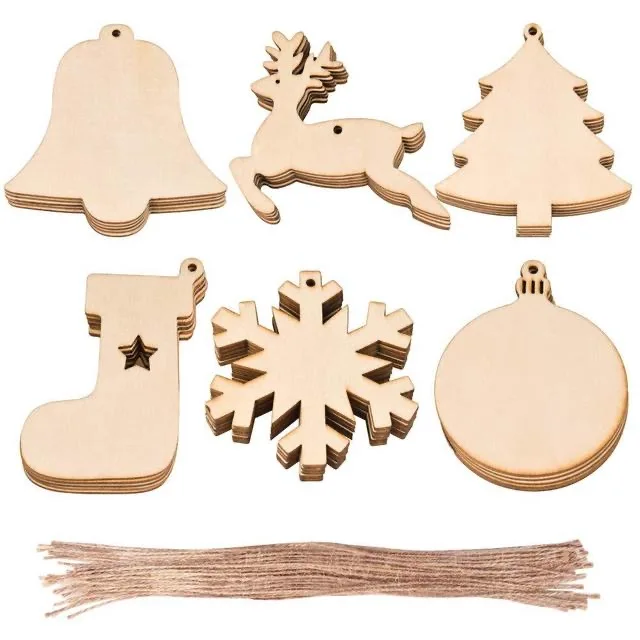 
laser cut Christmas tree wood craft decorations snowflake/wood embellishments decor gift tags for custom design 