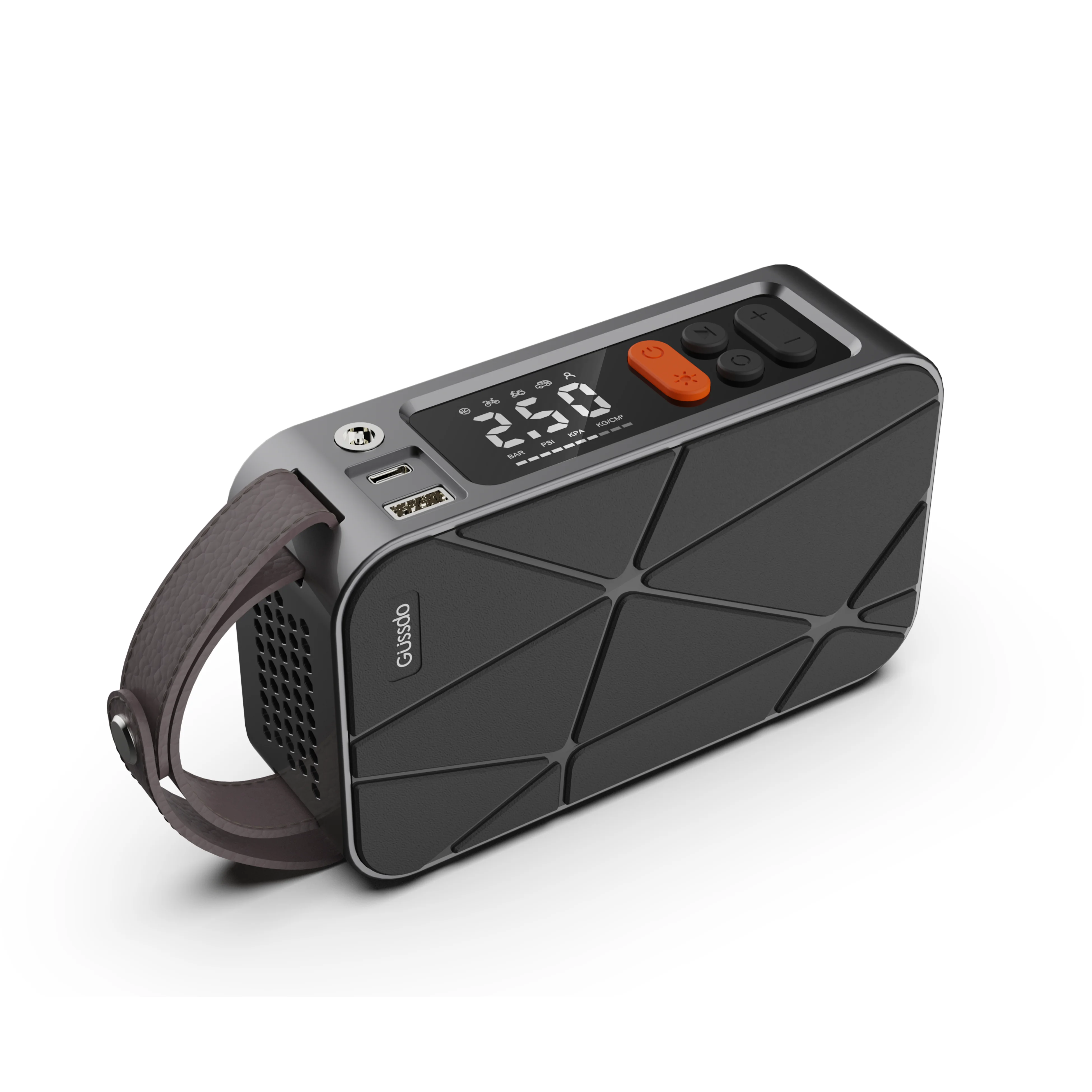 Air Pump Mini Portable Inflator Hand Held Tire Pump with Power Bank with Digital LCD display  LED Light