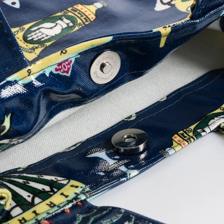 Fashion waterproof high Quality custom logo printing mirror leather Faux handbag vinyl PVC harrods tote bag