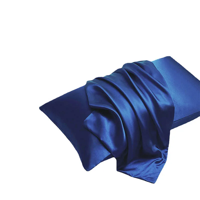 Smooth Silk Satin Pillow Case Solid Color Soft Skin Satin Cooling Pillow Cover with Envelope Closure