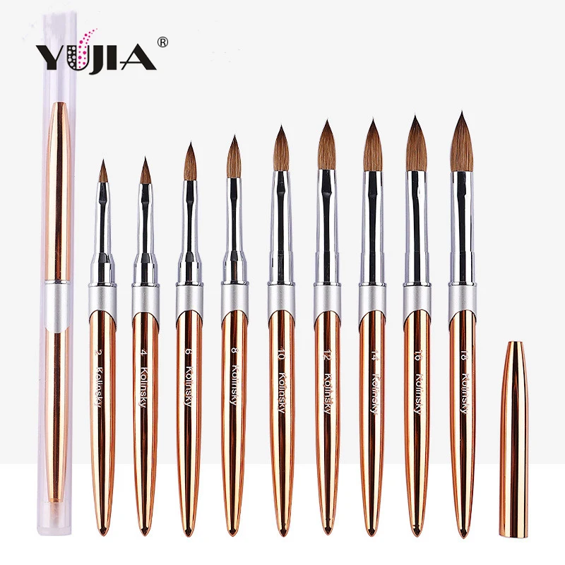 Новая кисть Kolinsky золотого цвета акриловая кисть для нейл-арта Кисть для ногтей ручка для одного инструмента