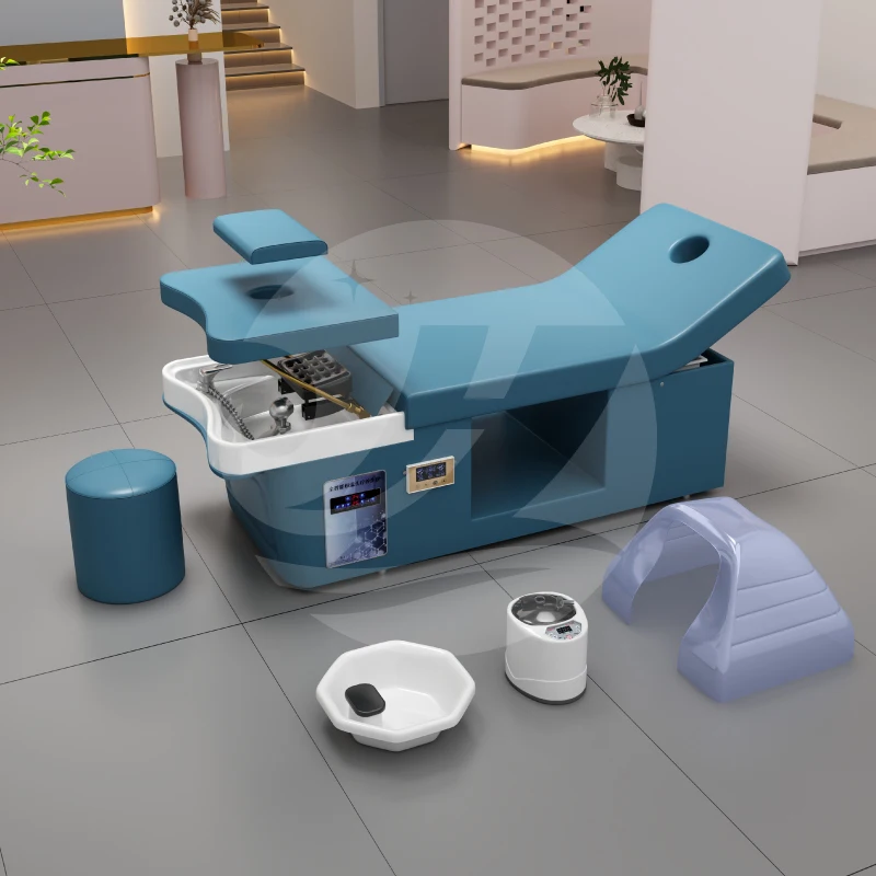 Electric custom water tank spa head bed hair salon washing hair spa head shower shampoo bowl bed therapy treatment bed