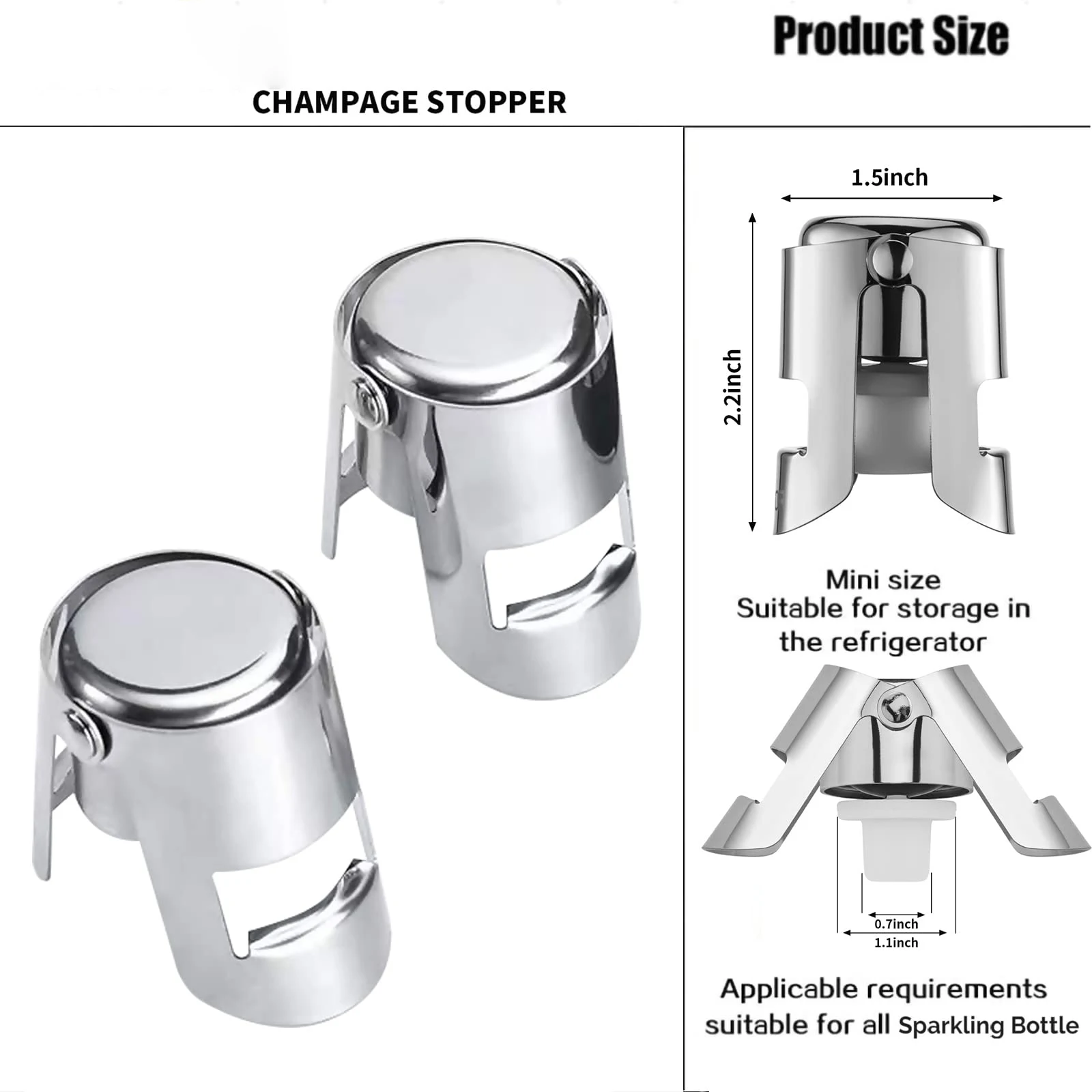 Beer Bottle Wine Vacuum Stopper Stainless Steel Air Tight Champagne Stopper With Silicone Leak Proof