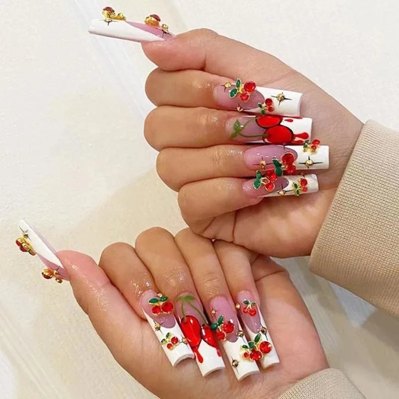 3D alloy cherry nail art charms red-cherry nail accessories 3D nail art jewelry