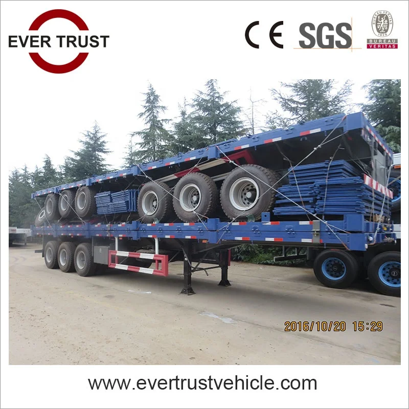 low price high quality 40 ft tri axle flatbed container trailer