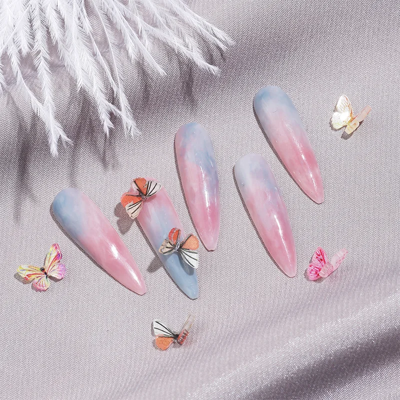 2022 Hot Sale Nail Accessories 3D Simulated Butterfly Variety Colors Nails DIY Art Charm Decoration