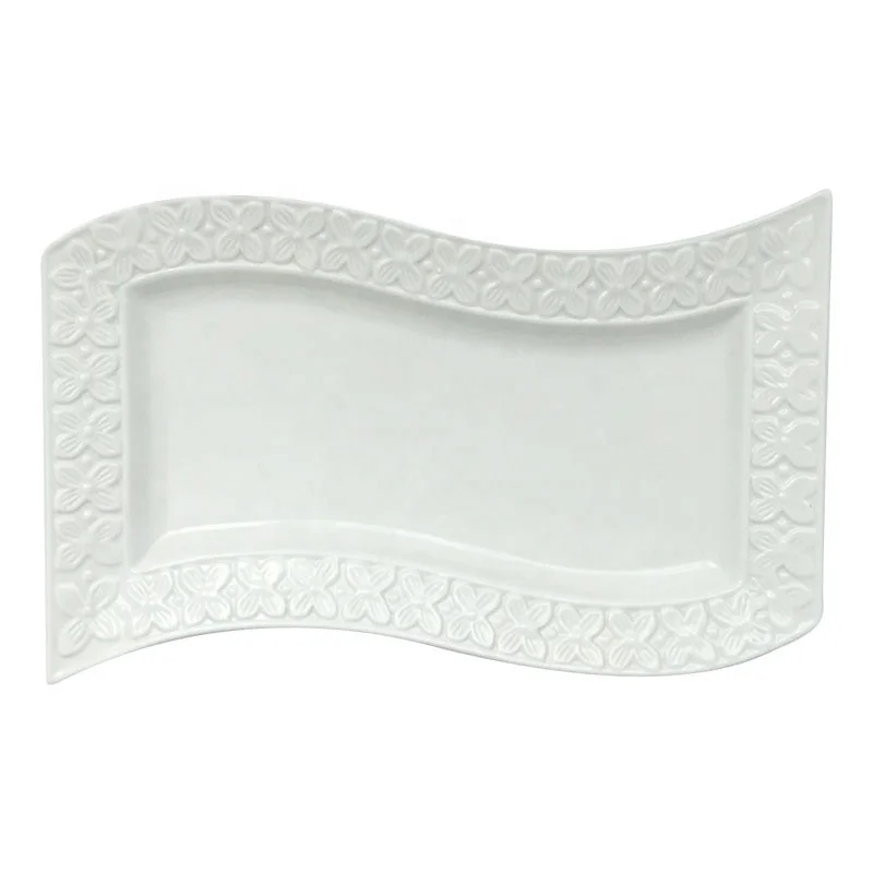 
High quality exquisite ceramic tableware ,ceramic dinner plate irregular shape plate for restaurant 