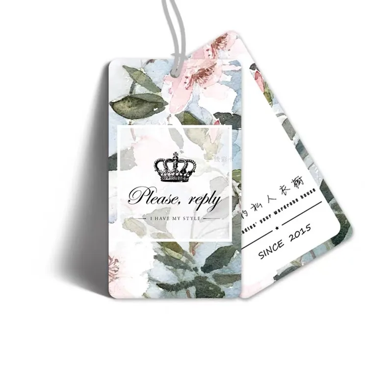 Color Printing Custom Wholesale Double-Sided Printed Coat Hang Tag Luxury Tags For Clothes
