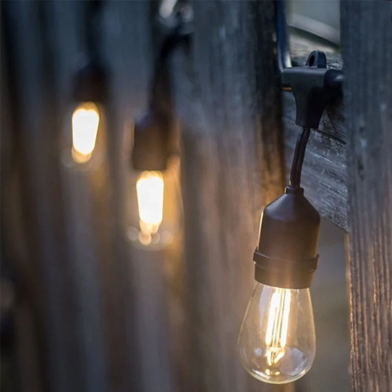 10M 10 Bulbs Hanging Model S14 War,m White LED Solar Powered Festoon Lights IP65 Waterproof Outdoor Indoor Use