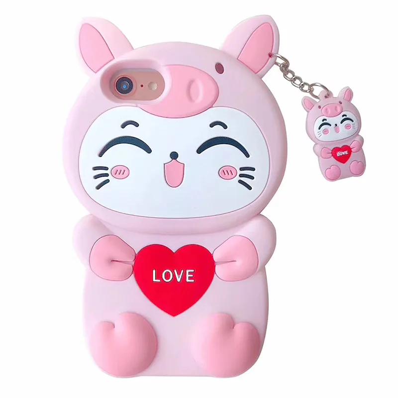 Cute 3D Cat Soft Silicone Phone Case For iPhone 14 13 11 12 Pro Max,Cartoon Funny Cat Shockproof Bumper Back Cover Case
