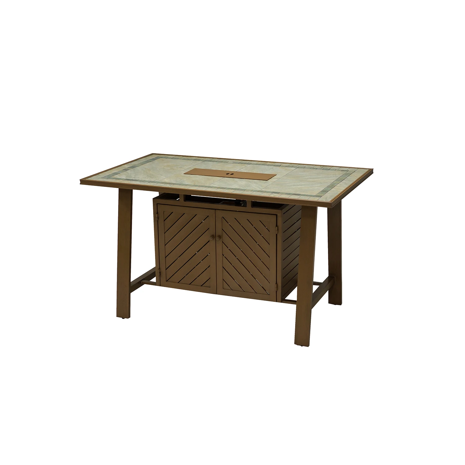 
72 inch rectangular ceramic tile top cast aluminum outdoor gas fire pit bar table (WH065-SL) 