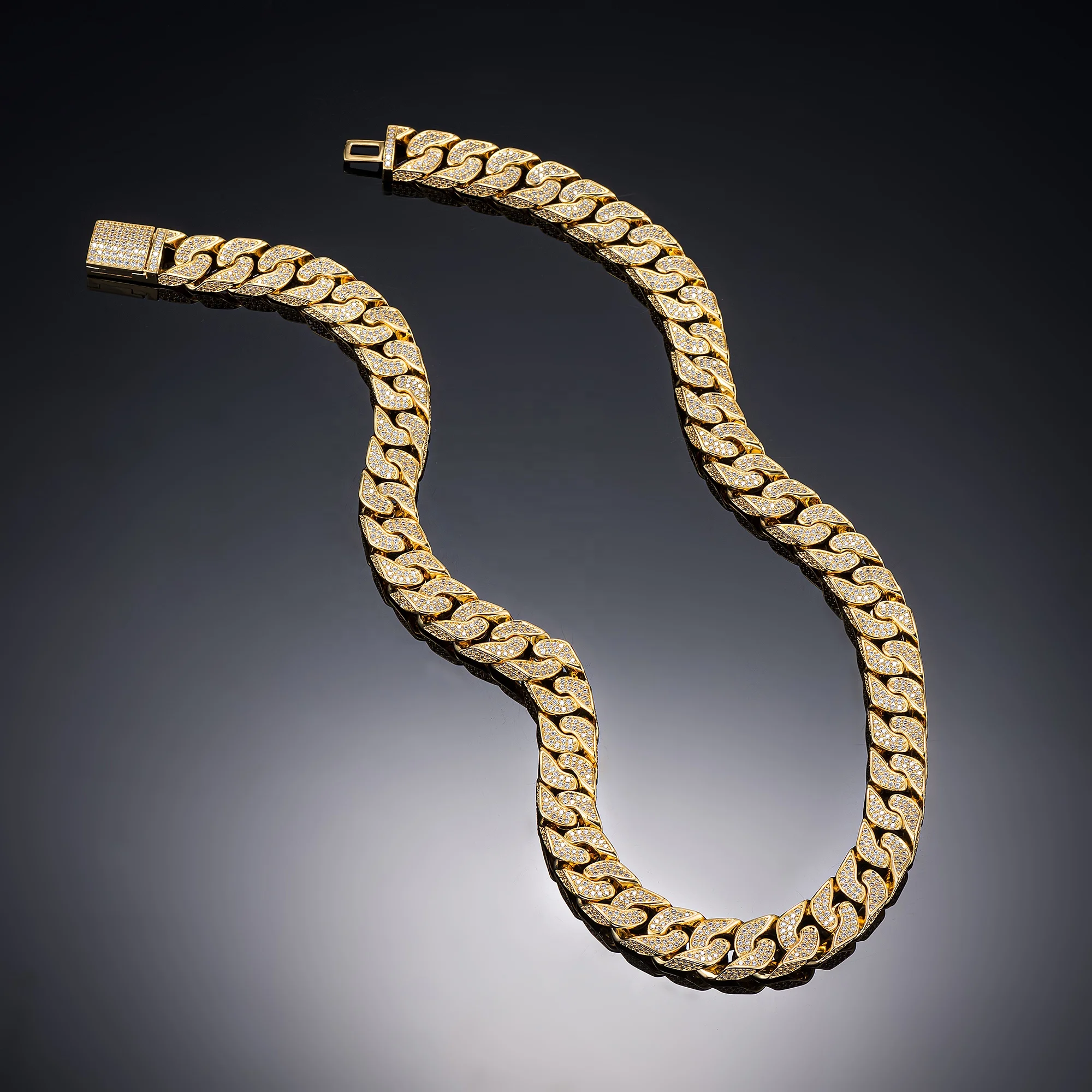 2Row 3mm to 22mm S925 Sliver Solid Gold Miami Link Necklace for Men Women Wholesale Moissanite Cuban Chain