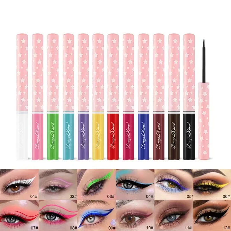 3 ML Vegan Cute Eye Liner Waterproof Liquid Eyeliners Long Lasting Organic Matte Colored White Purple Green Pink Blue Red Eyelin