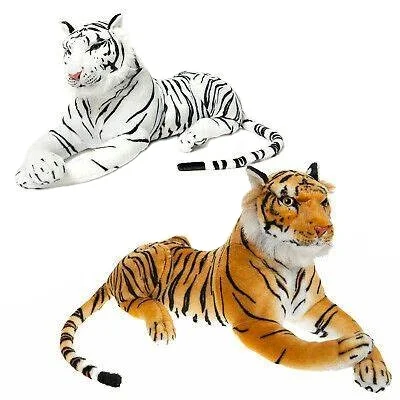 
New Customized sizes Realistic Lifelike Giant Big Plush Stuffed Wild Animal Tiger Brown Whiter Doll 