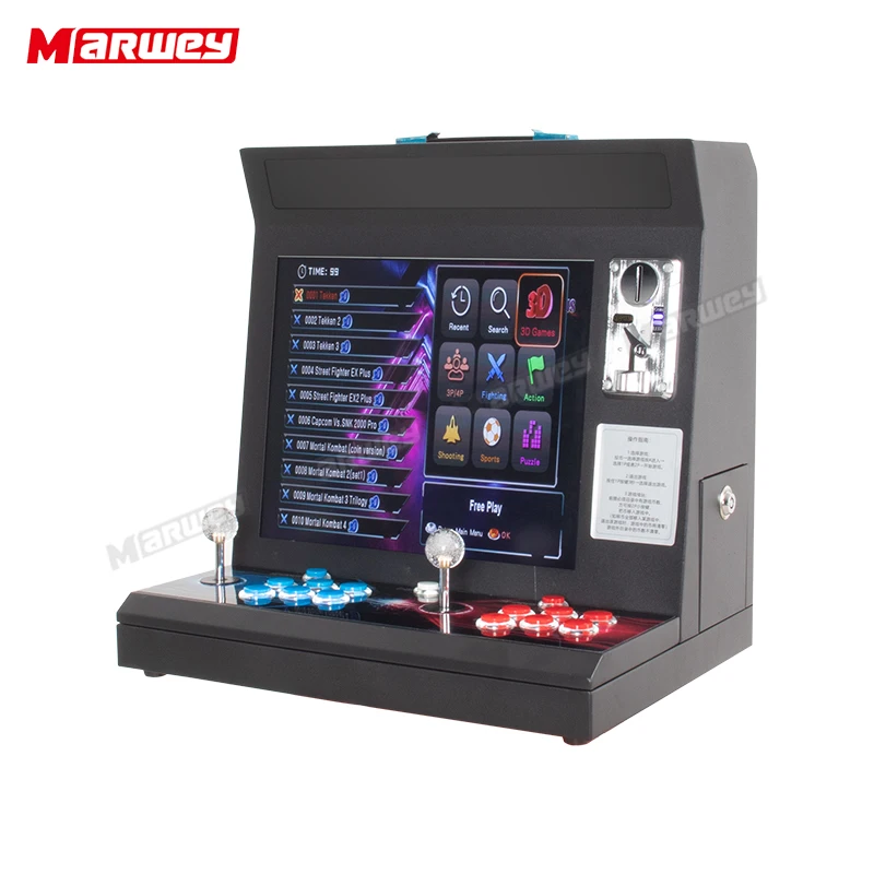 Custom Coin Operated Arcade Games Console Multi Game Classic Retro 3D Version Video Tabletop Small Bartop Game Machine