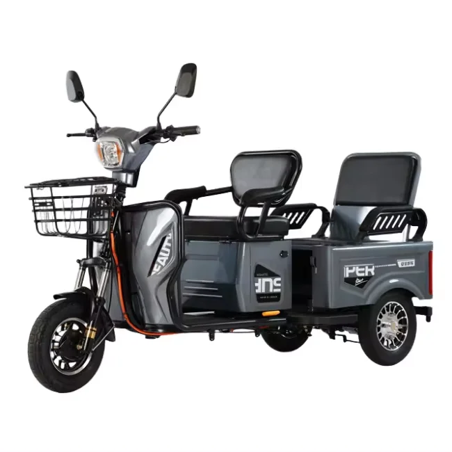 Hot selling cheap 48V 600W double row electric tricycle passenger and cargo dual use electric tricycles for adults