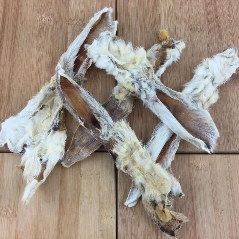 100% natural treats dog snacks dried rabbit ears with fur for dogs