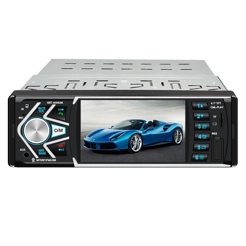 4.1inch single din car radio mp3 mp5 car player with bluetooth