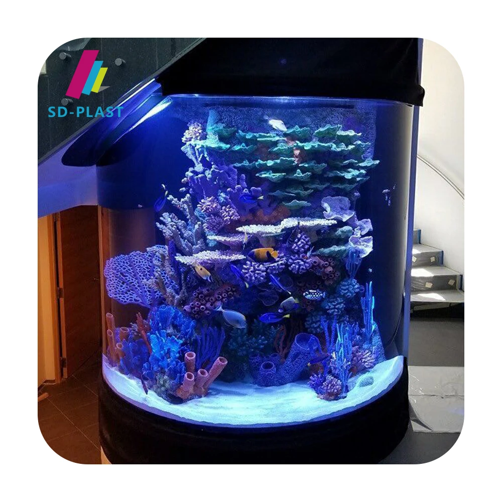 Ultra clear acrylic custom high transparency pmma cast glass large aquarium fish tank big acrylic cylinder aquarium
