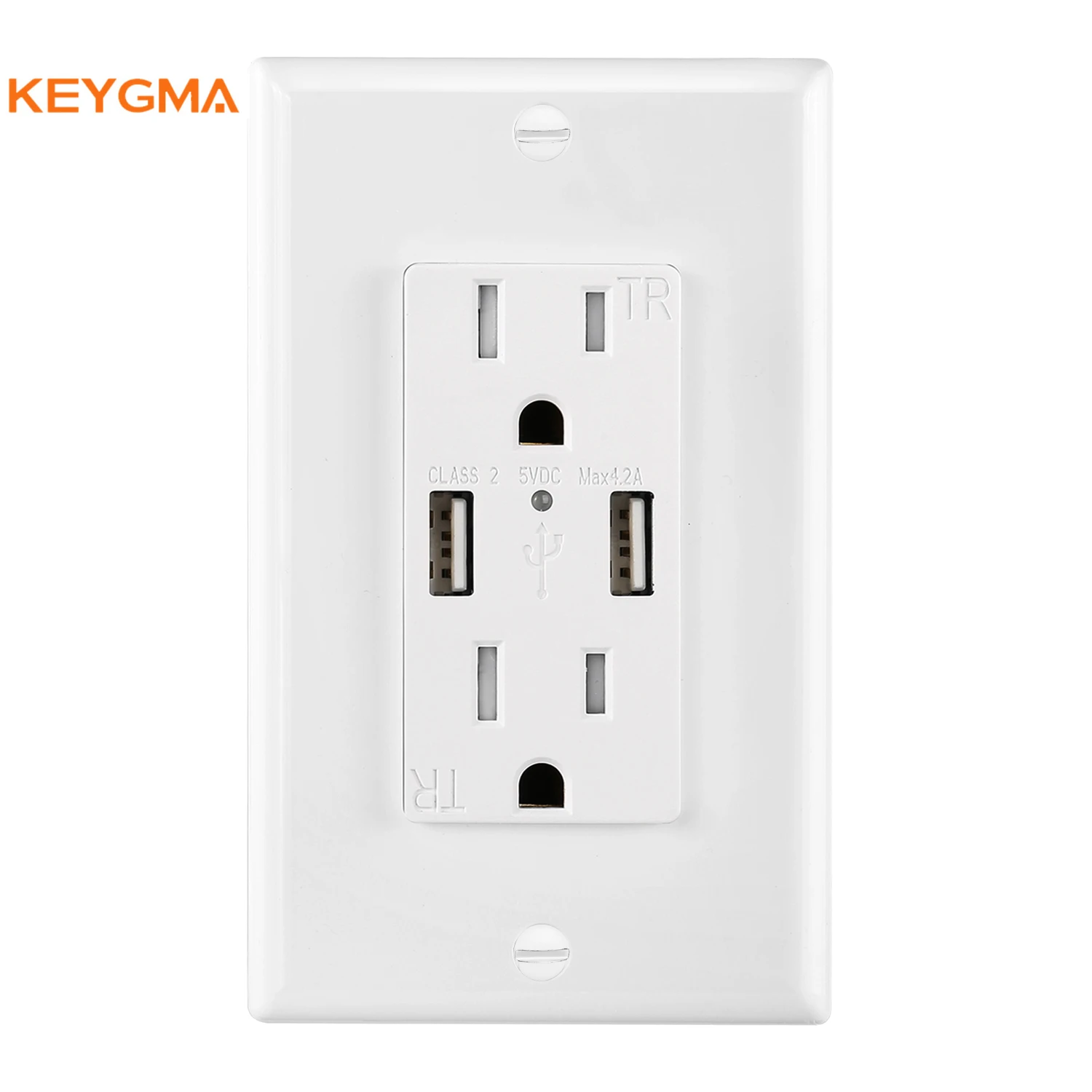 Hot Sale Passed ETL Shenzhen Factory Smart USB Socket Wall Outlet AC 125V 15A With USB 4.2A Port Fast Charge Plug Receptacle
