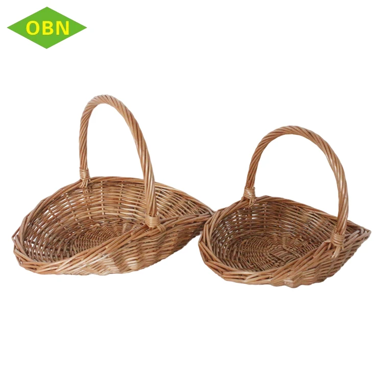 Set of 2 new design antique hand woven oval fashion empty fruit wicker gift basket for flower