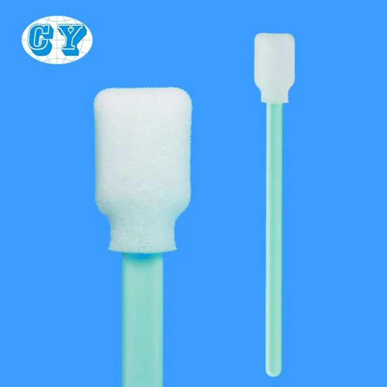 Disposable sponge swab with plastic handle for cleaning
